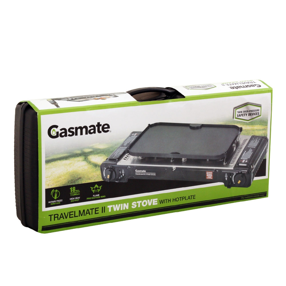 Gasmate Travelmate II Deluxe Twin Stove with Hotplate - Returned Unit