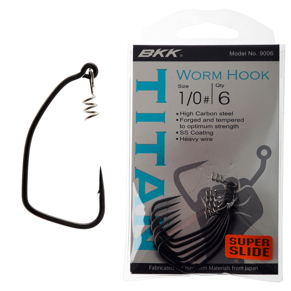 BKK Titan Worm Hooks Size 1/0 Qty 6