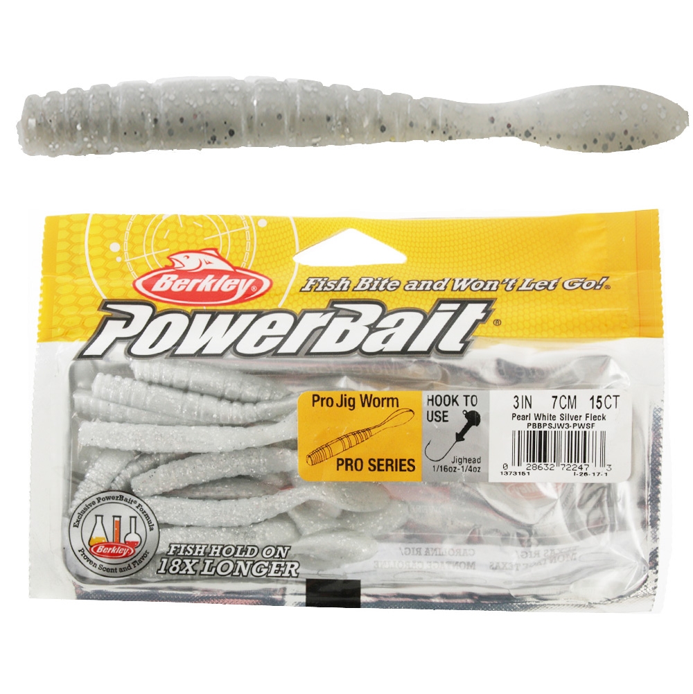 Berkley PowerBait Jig Worm Soft Bait 7cm Pearl White