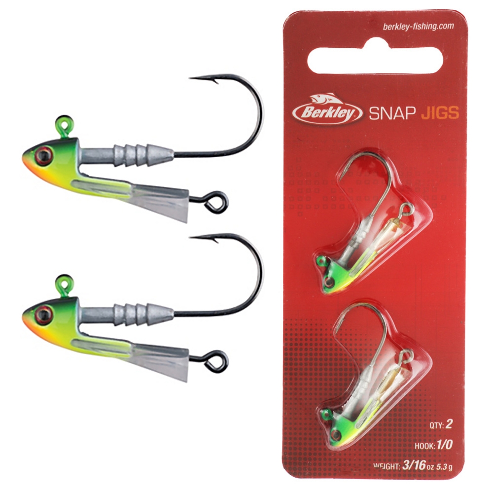Berkley Snap Jig Heads 1/0 3/16oz Qty 2 Firetiger