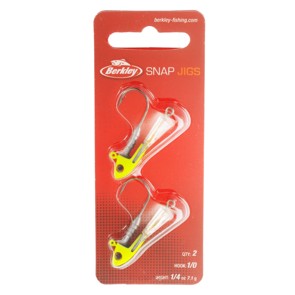 Berkley Snap Jig Heads 1/0 1/4oz Qty 2 Chartreuse