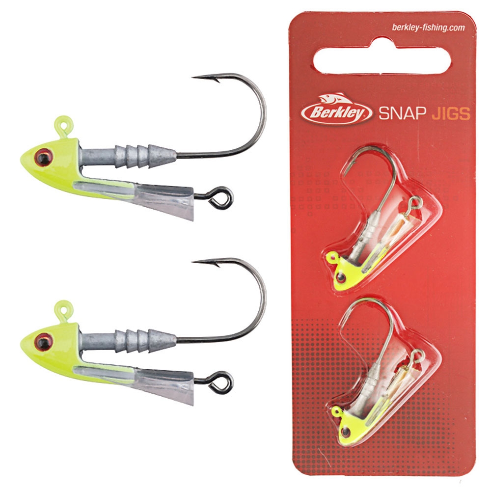 Berkley Snap Jig Heads 1/0 1/4oz Qty 2 Chartreuse