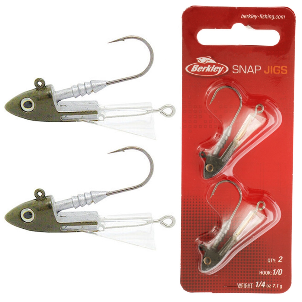 Berkley Snap Jig Heads 1/0 1/4oz Qty 2 Green Pumpkin