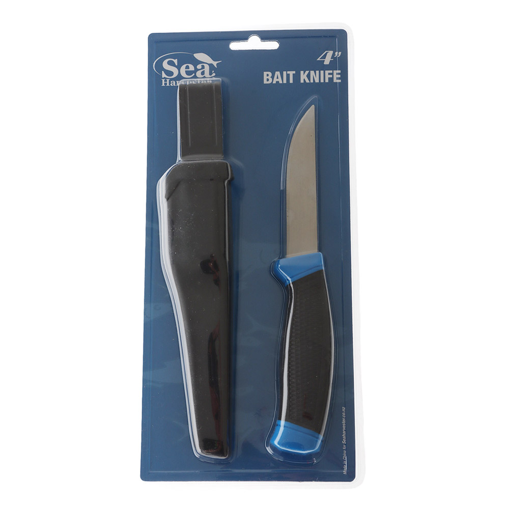 Sea Harvester Bait Knife with Rubber Handle and Sheath 10cm