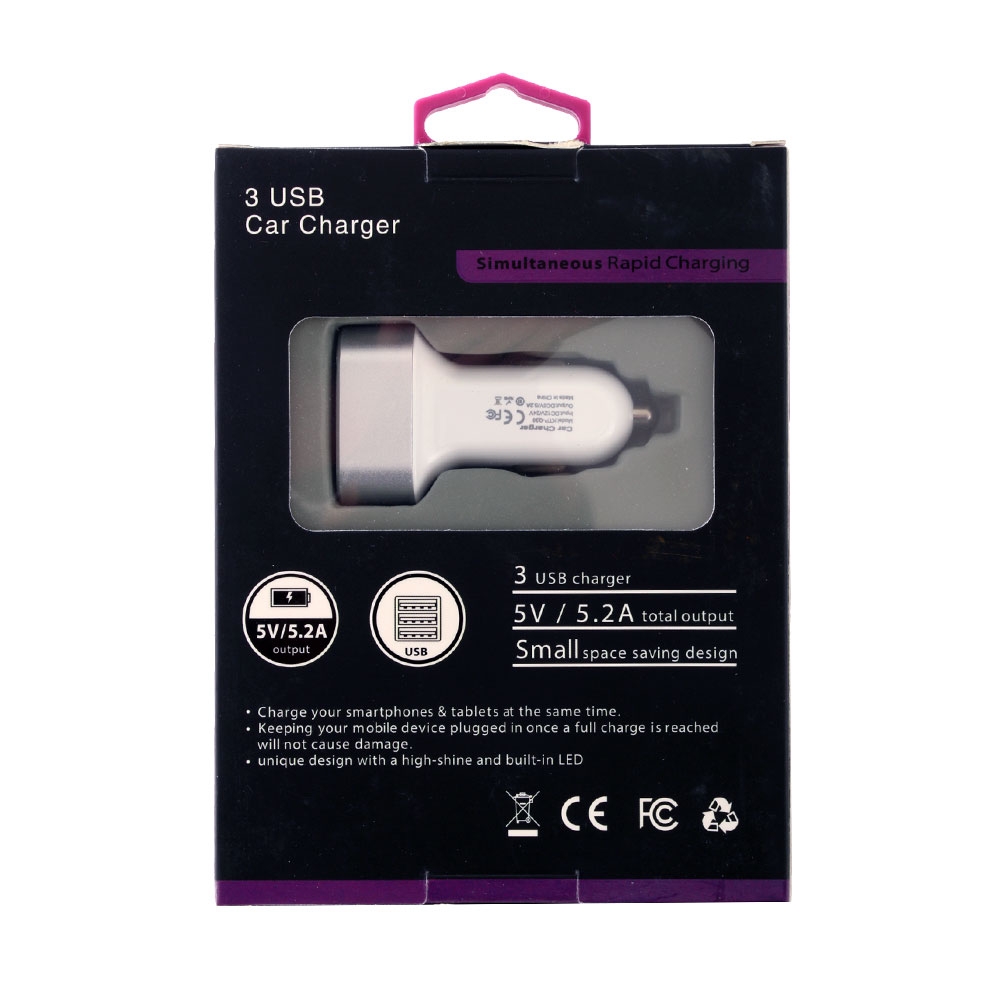 3-Port USB Car Charger 12v