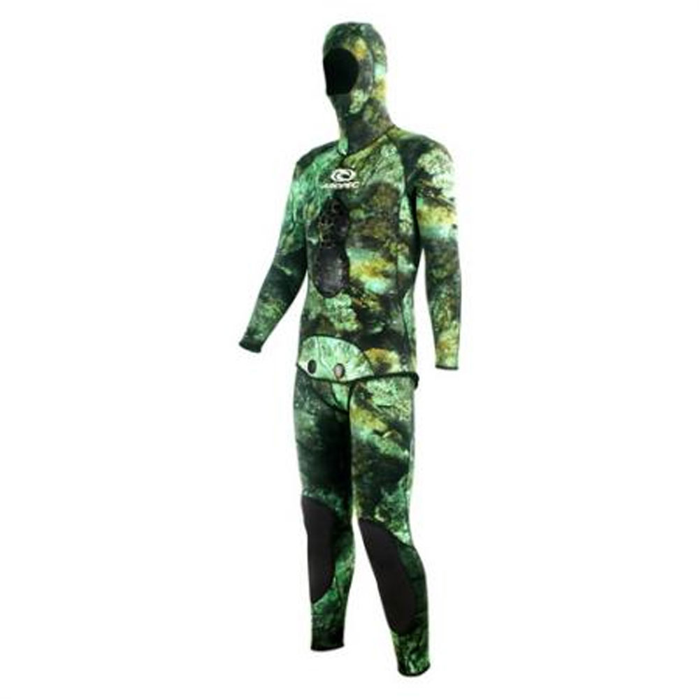 Aropec Mens Open Cell Spearfishing Wetsuit Camo Green 3mm 2pc 2XL