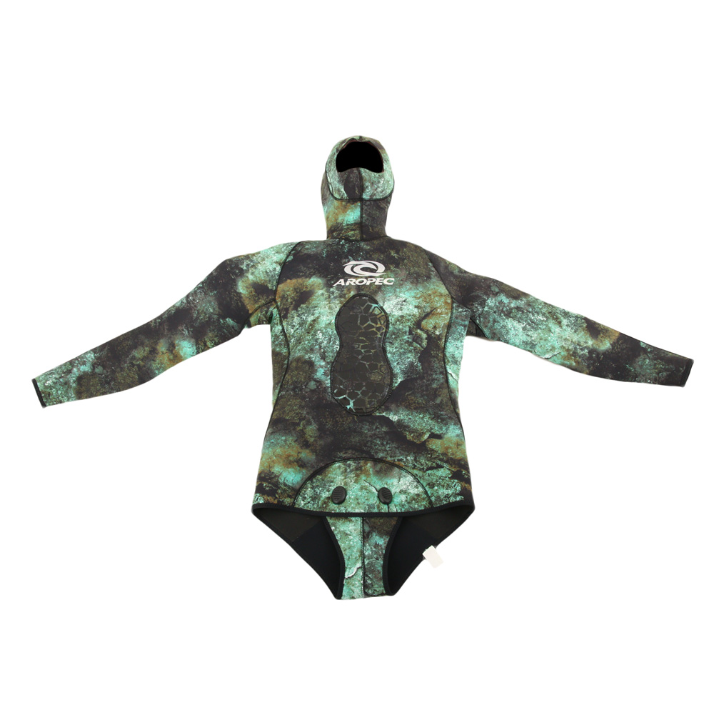 Aropec Mens Open Cell Spearfishing Wetsuit Camo Green 3mm 2pc M