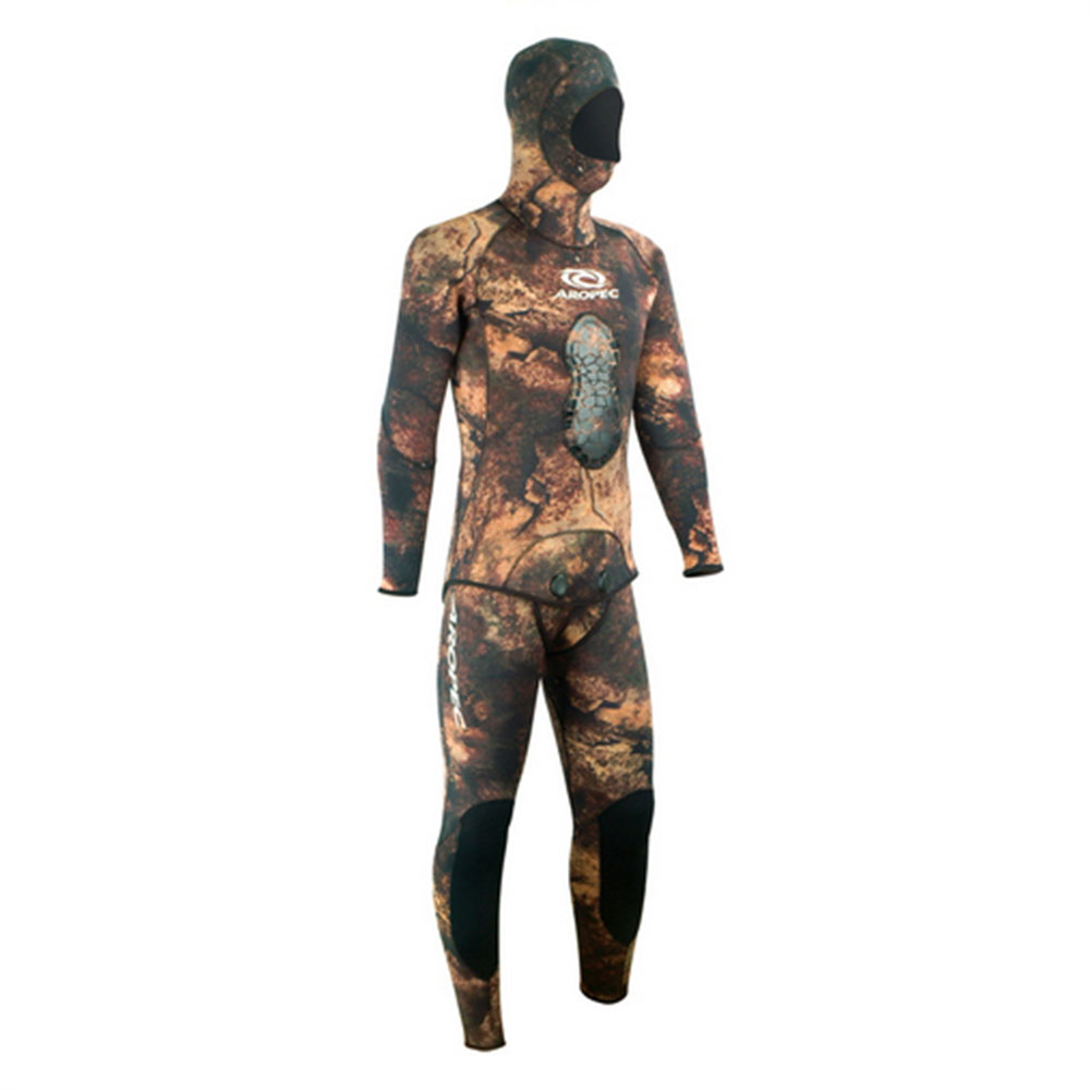Aropec Mens Open Cell Spearfishing Wetsuit Brown Camo 3mm 2pc 2XL