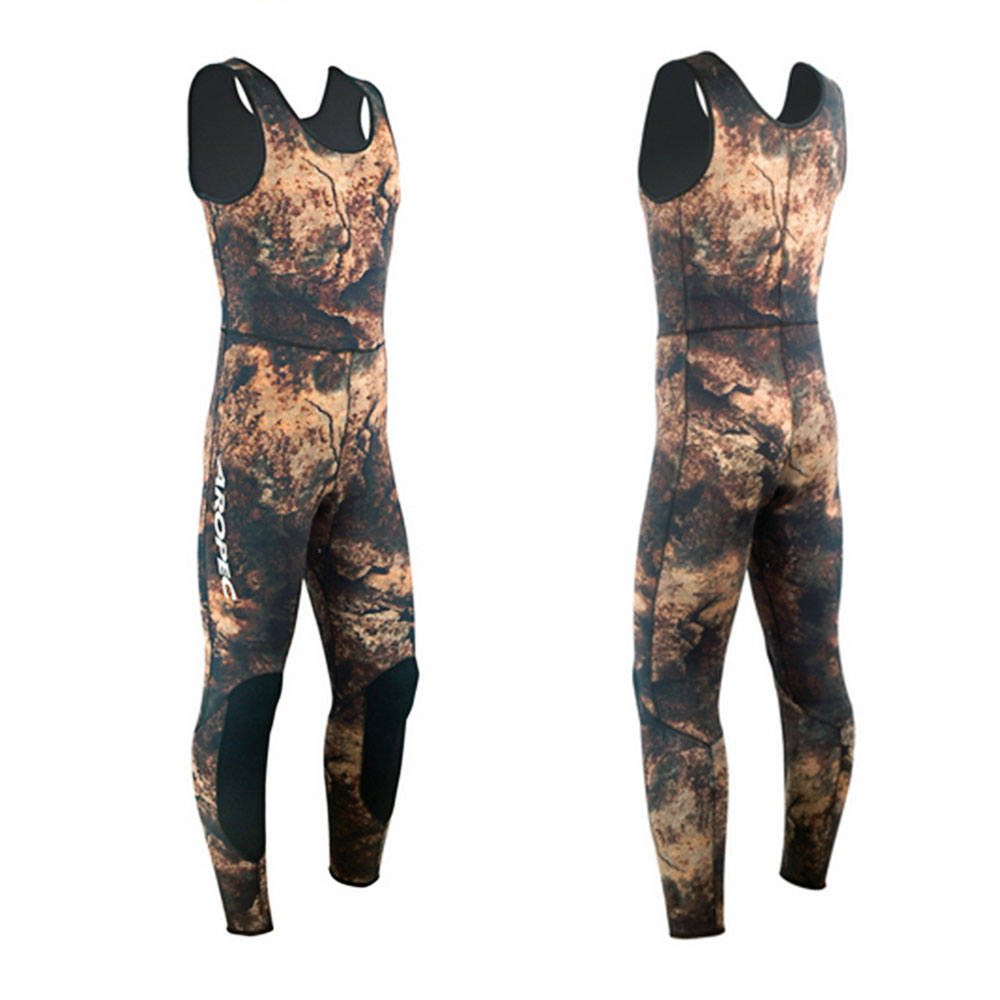 Aropec Mens Open Cell Spearfishing Wetsuit Brown Camo 3mm 2pc