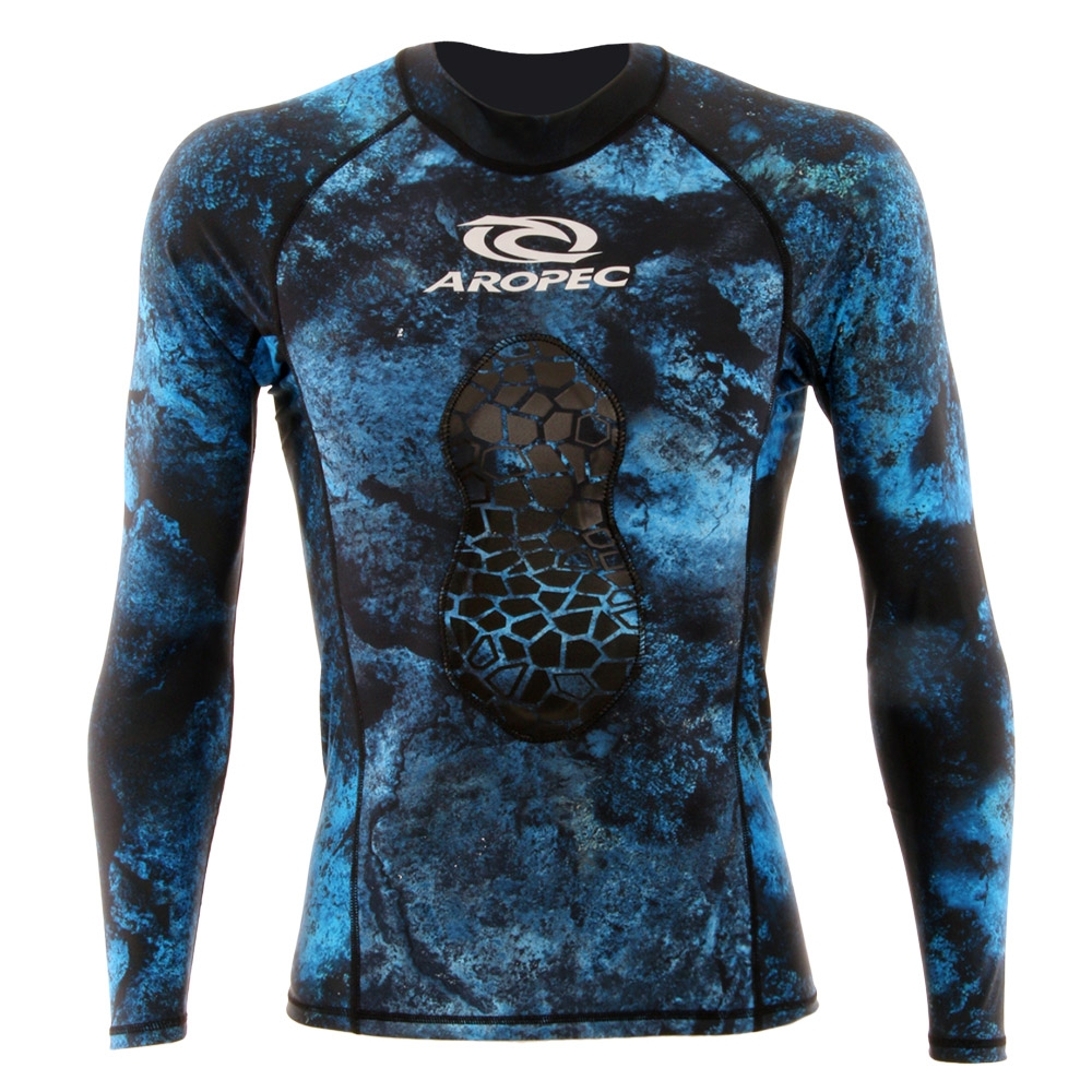 Aropec Neoprene Mens Spearfishing Wetsuit Top Camo Blue 1mm L