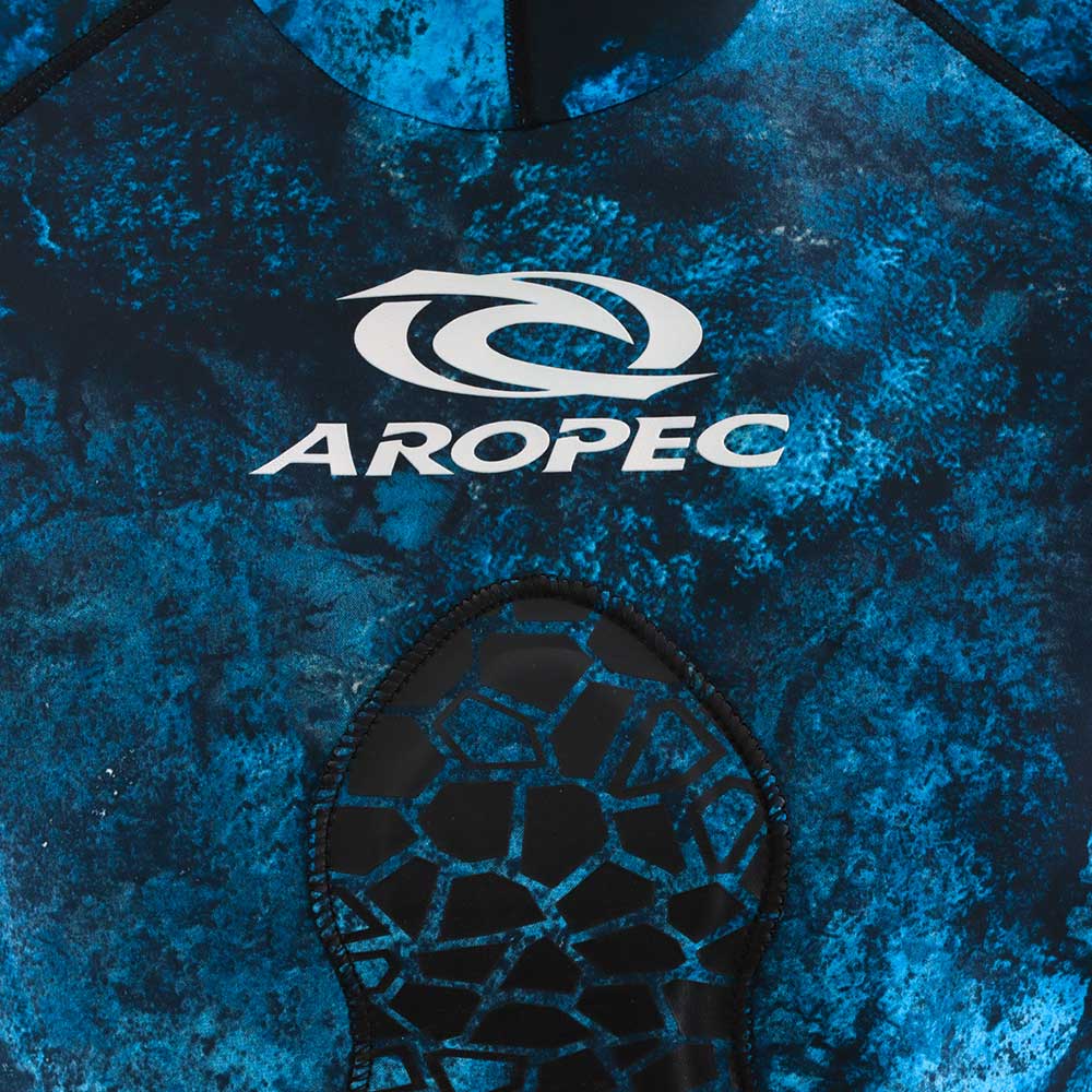 Aropec Neoprene Hooded Mens Spearfishing Wetsuit Top Camo Blue 1mm L