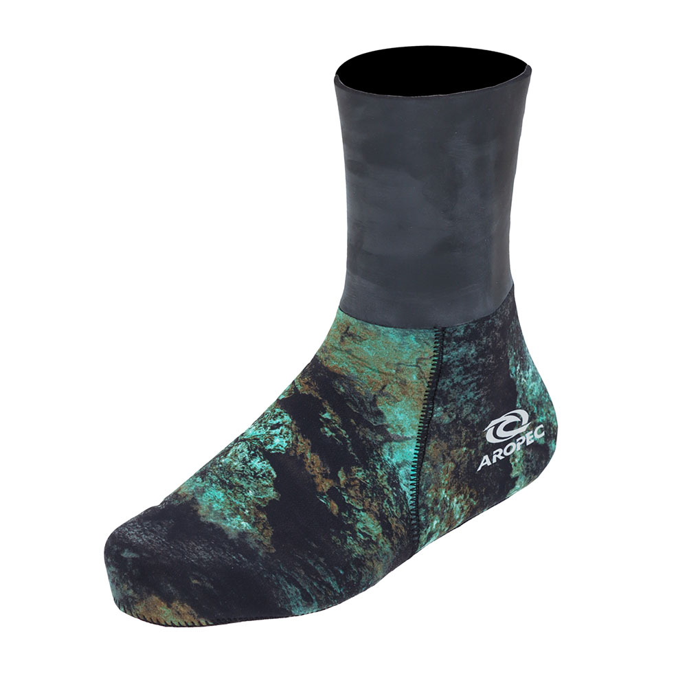 Aropec Mens Spearfishing Dive Socks Half Camo Green 3mm XL / US11-12