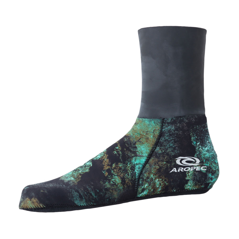 Aropec Mens Spearfishing Dive Socks Half Camo Green 3mm XL / US11-12