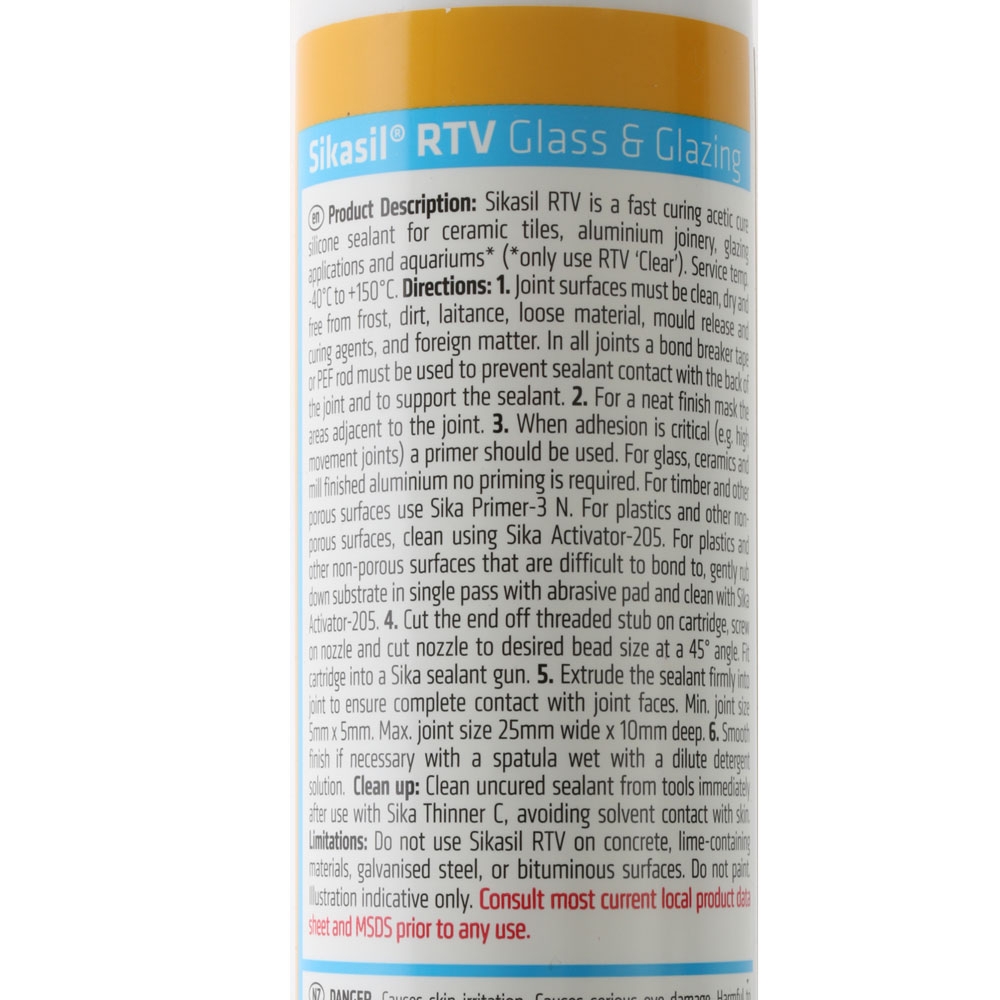 Sikasil RTV Acetic Cure Silicone Sealant - Glass/Glazing/Window Black 300ml