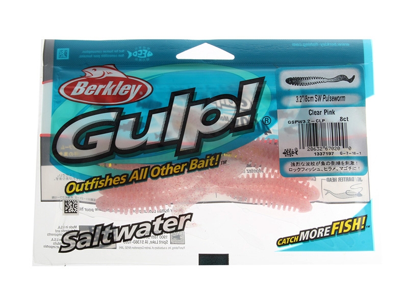 Berkley Gulp Pulse Worm Soft Bait 8cm Qty 8 Clear Pink