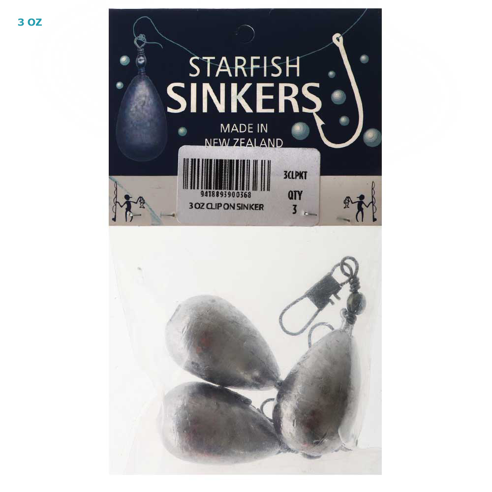 Starfish Clip-On Swivel Sinkers 3oz Qty 3