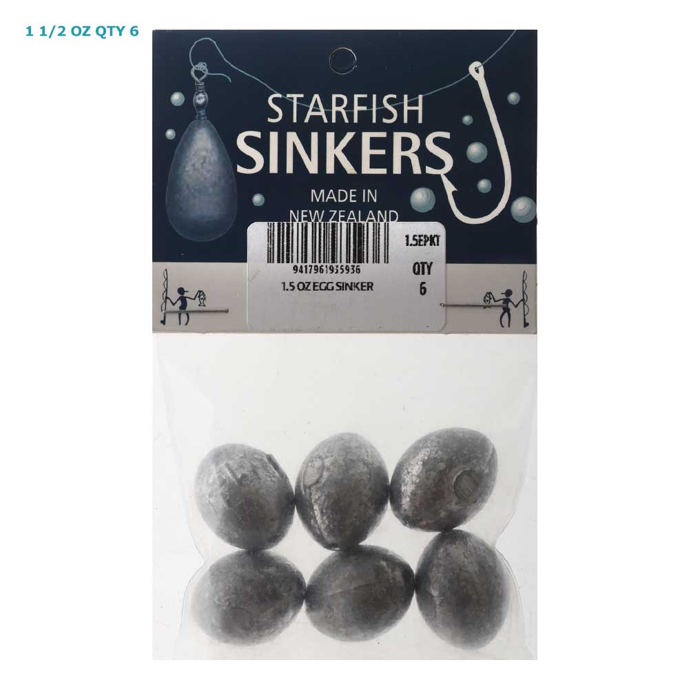Starfish Egg Sinkers 1 1/2oz Qty 6