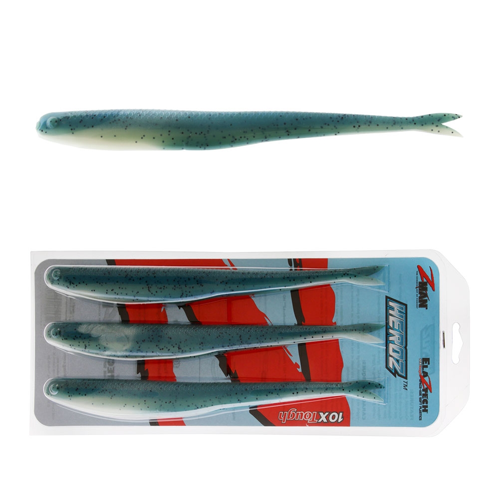 Z-Man HeroZ Jerk Soft Bait 25cm Qty 3 Nuked Pilchard Glow