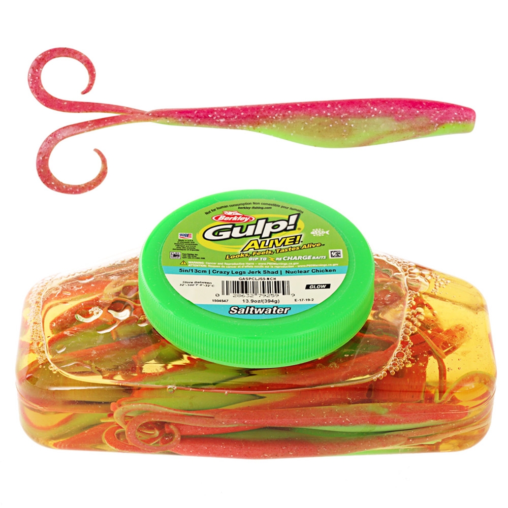 Berkley Gulp Alive Crazy Legs Jerk Shad Soft Bait Tub 13cm Nuclear Chicken