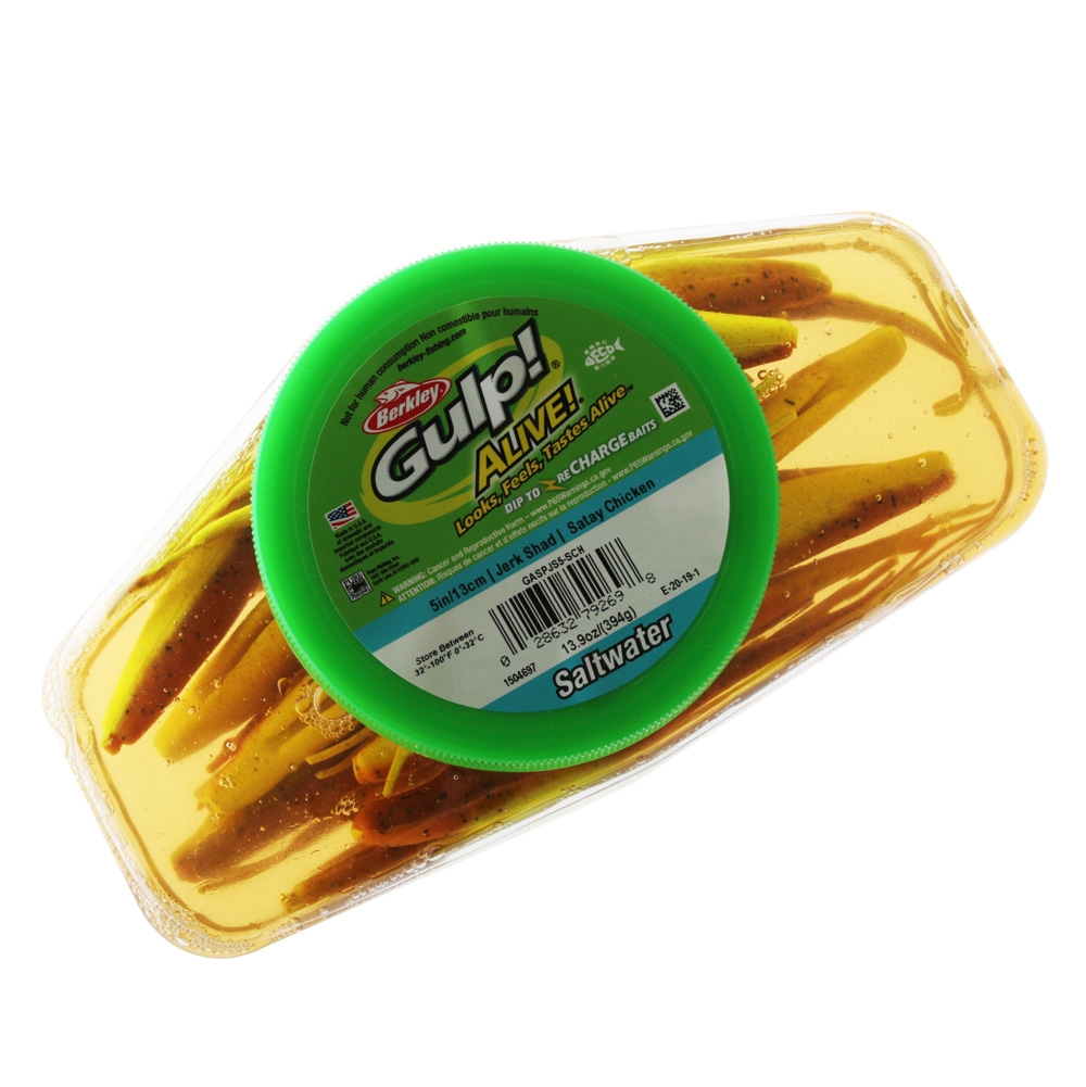 Berkley Gulp Alive Jerk Shad Soft Bait Tub 5in/13cm Satay Chicken
