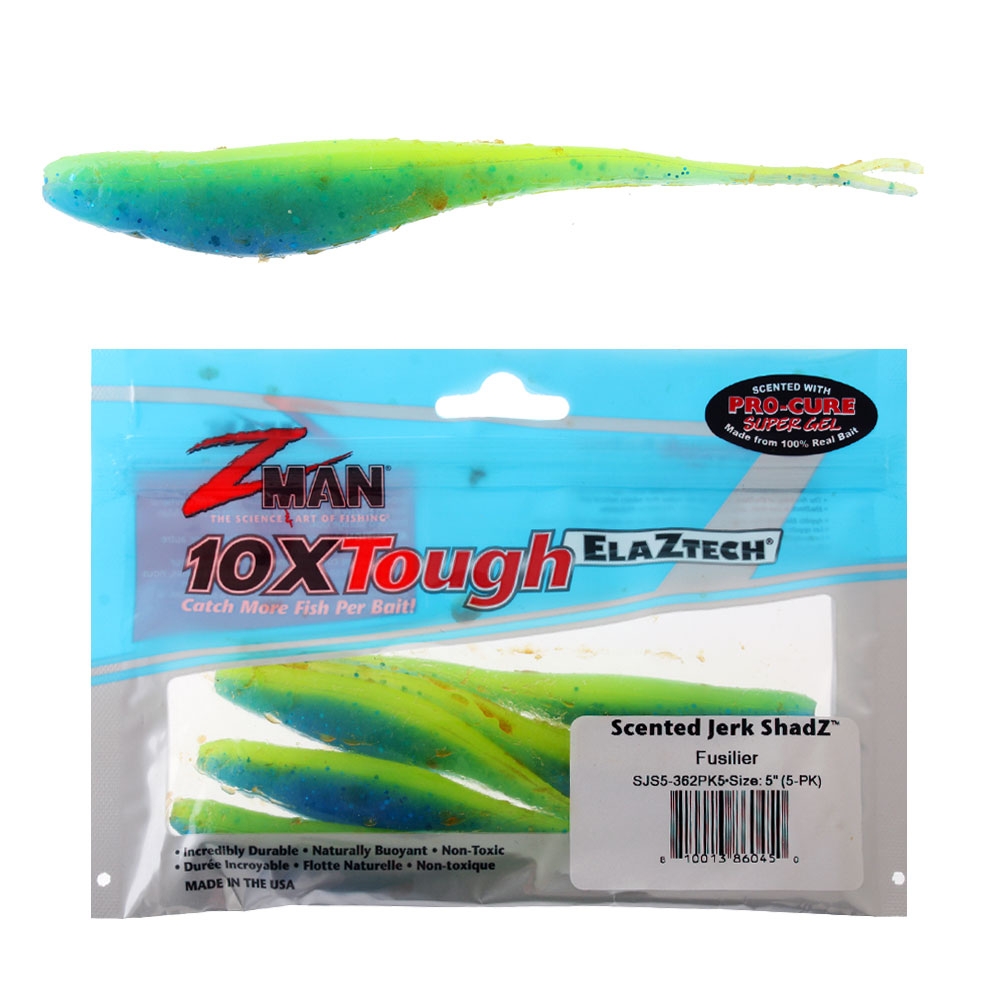 Z-Man Jerk ShadZ Scented Soft Bait 5in / 12.7cm Qty 5 Fusilier