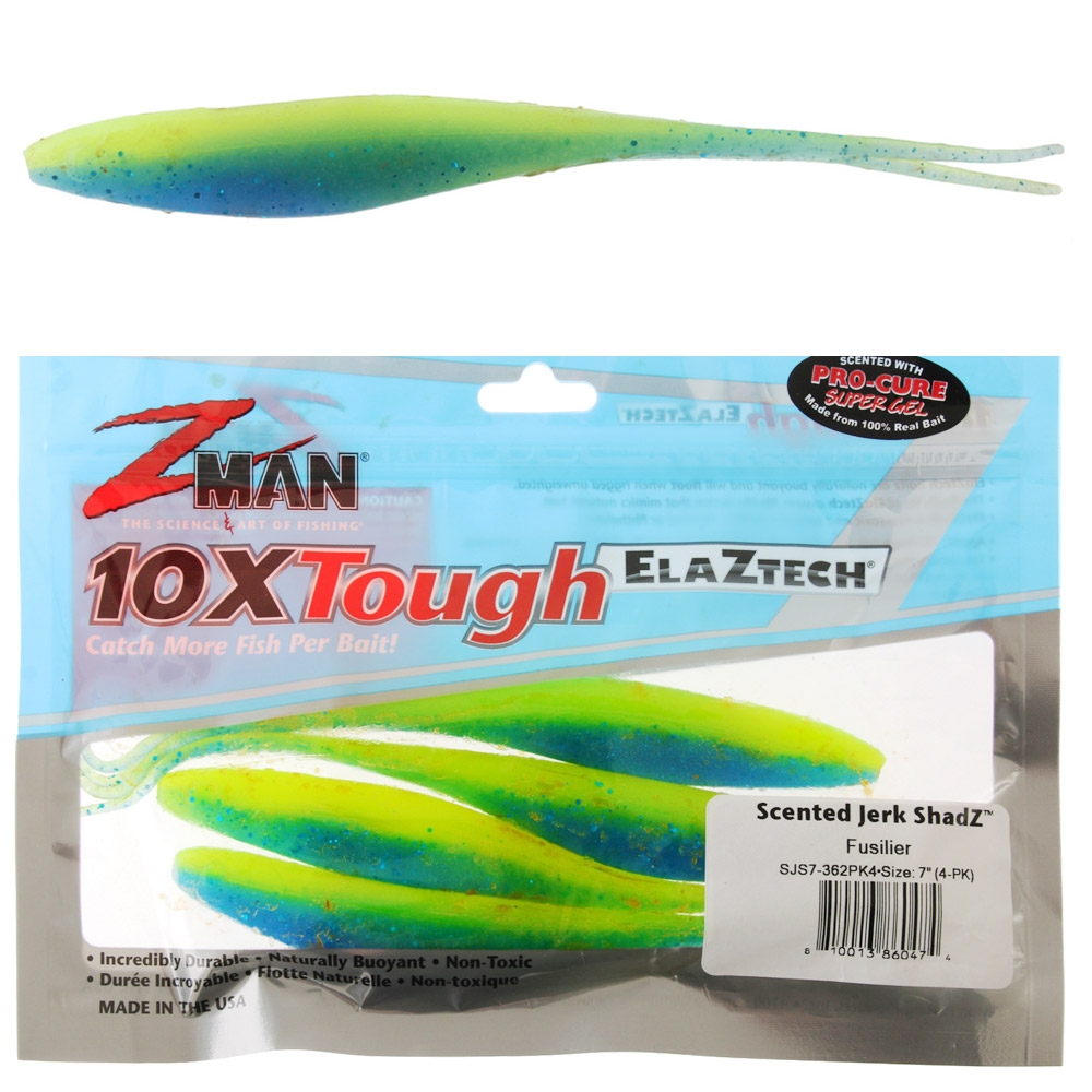 Z-Man Jerk ShadZ Scented Soft Bait 17cm Qty 4Fusilier 