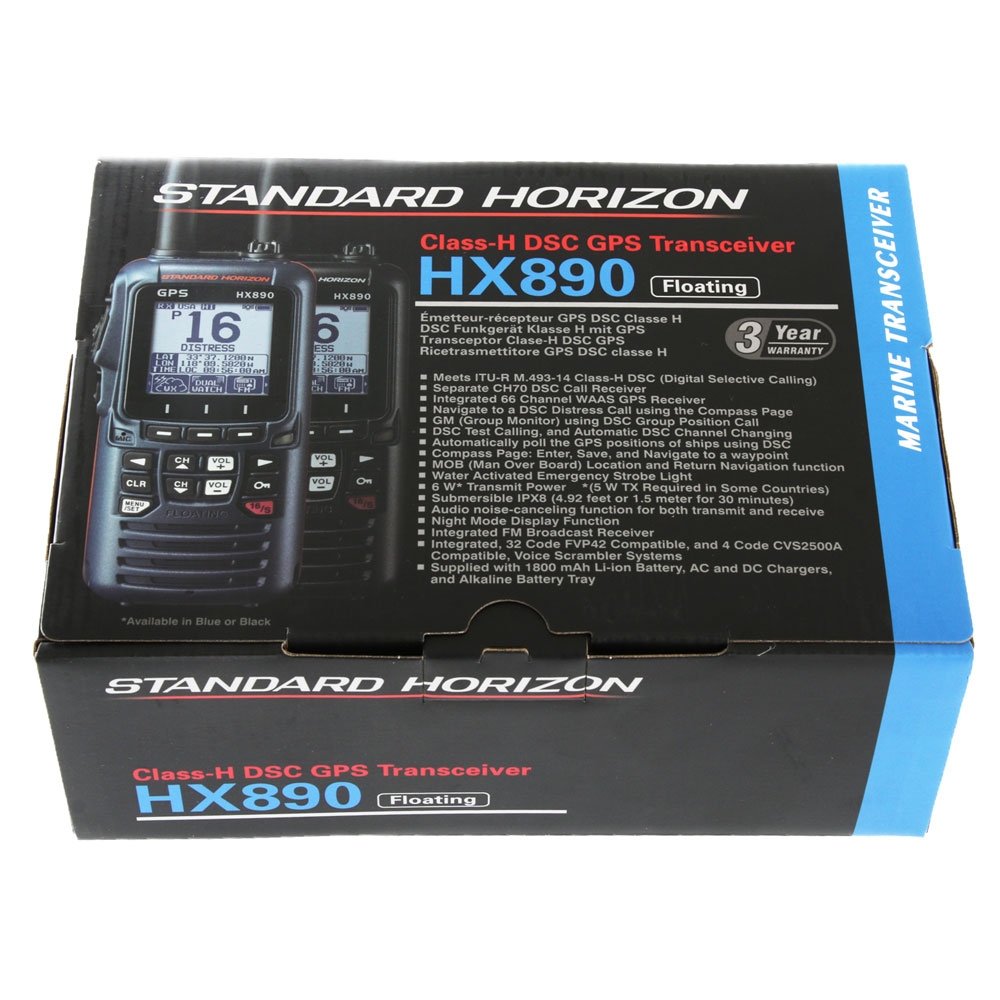 Standard Horizon HX890 Class H Floating DSC Handheld VHF/GPS Radio Black