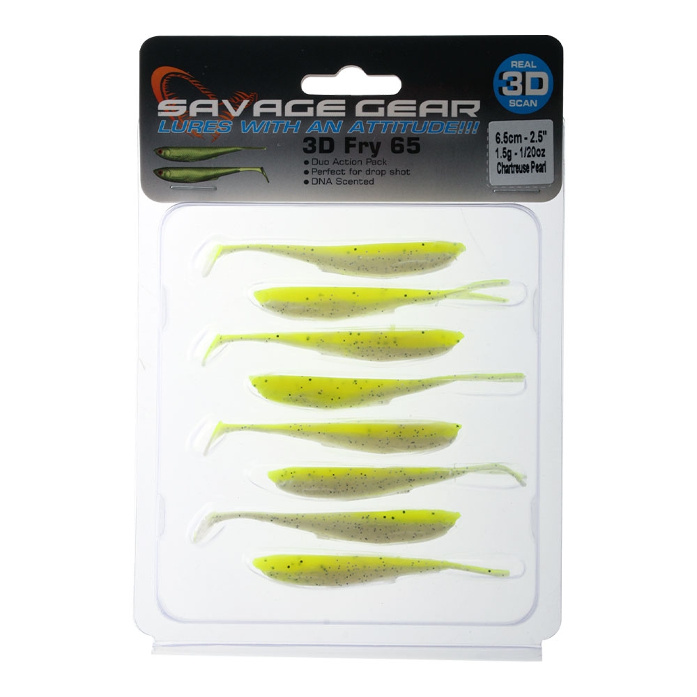 Savage Gear 3D Fry Loose Body Soft Bait Yellow Chartreuse Qty 8