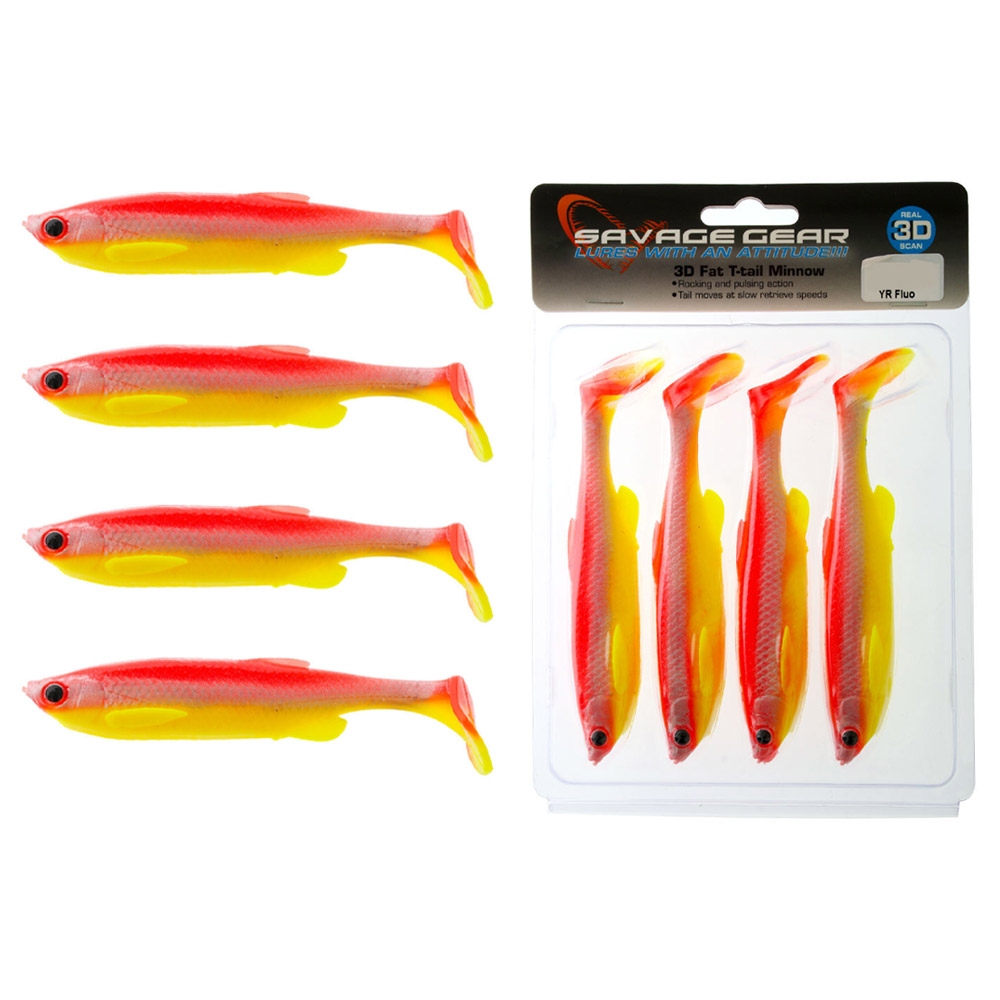 Savage Gear Fat T-Tail Minnow Soft Bait 10.5cm Fluo Yellow