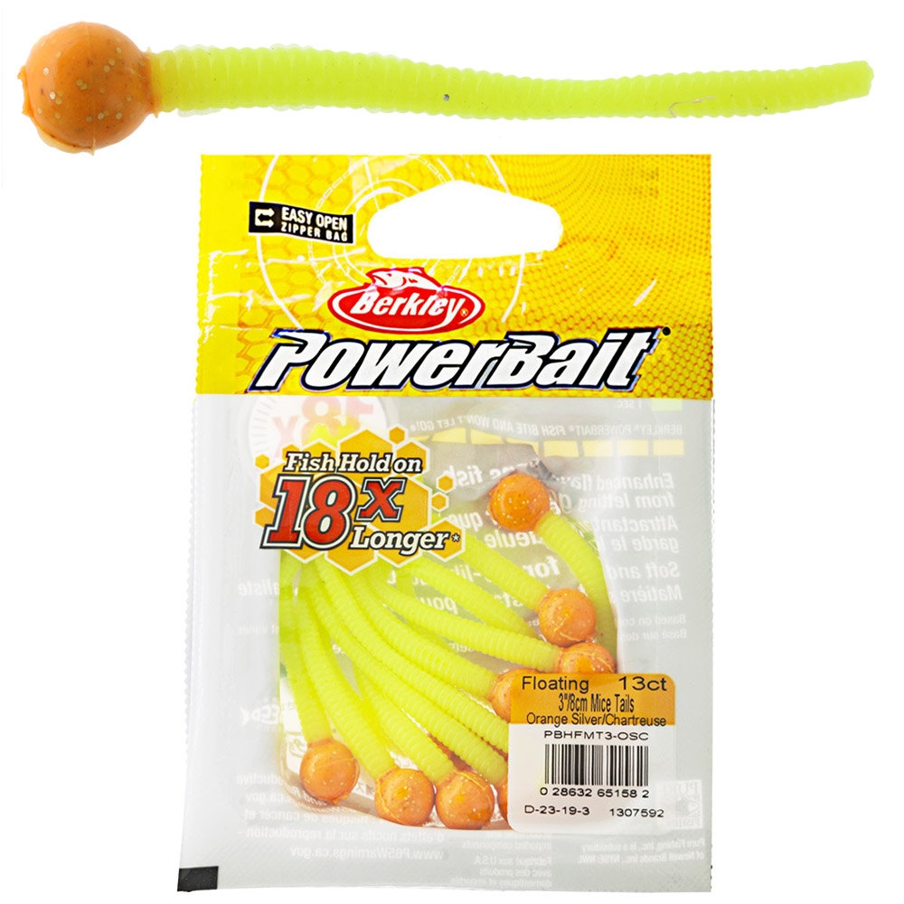 Berkley PowerBait Mice Tail Soft Bait 7cm Orange Silver/Chartreuse