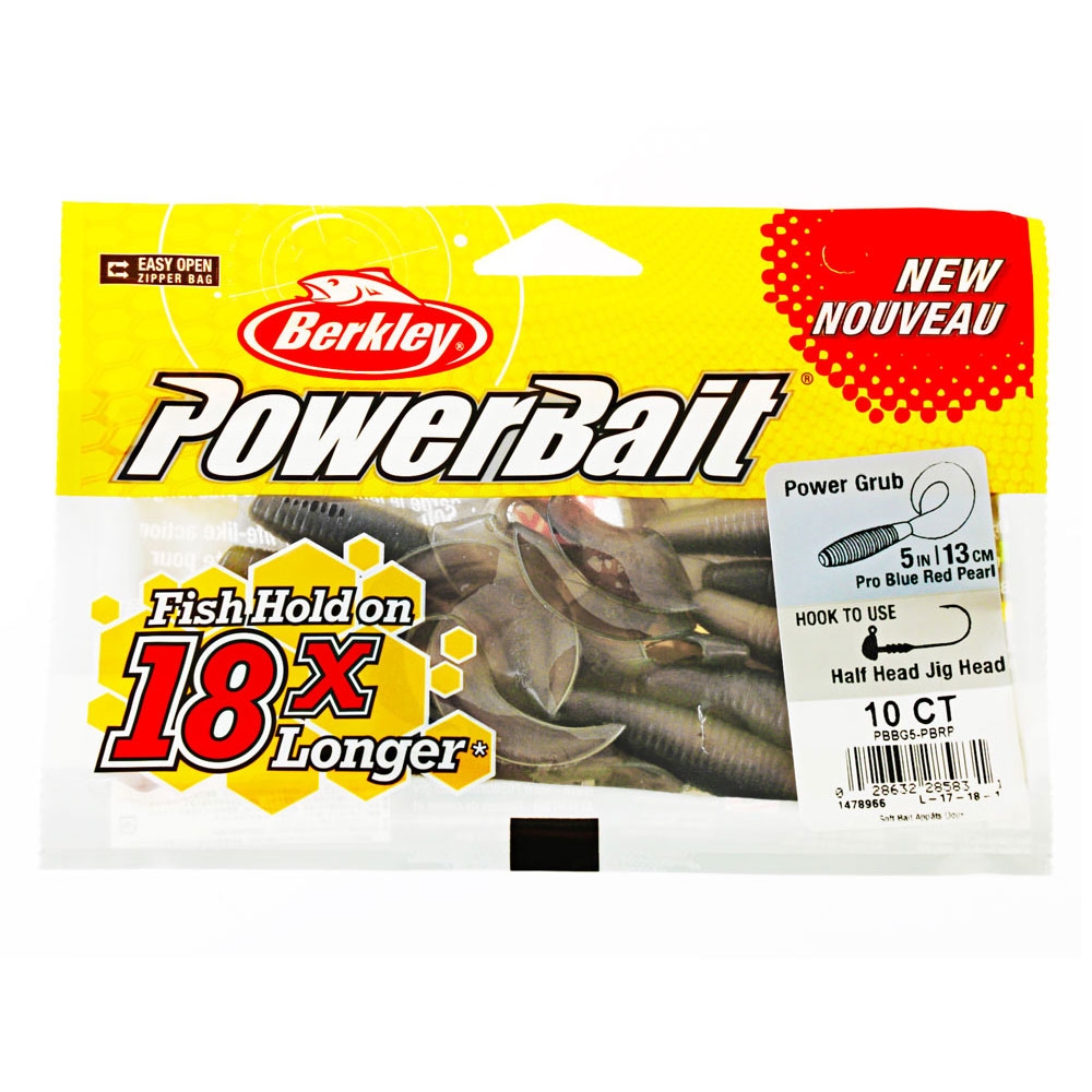 Berkley PowerBait Power Grub Soft Bait 12cm Pro Blue Red Pearl