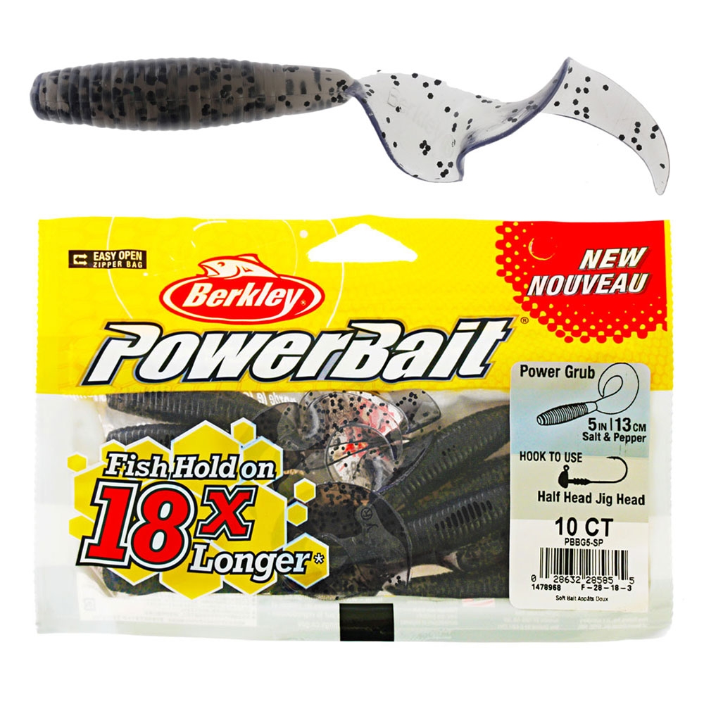 Berkley PowerBait Power Grub Soft Bait 12cm Salt and Pepper