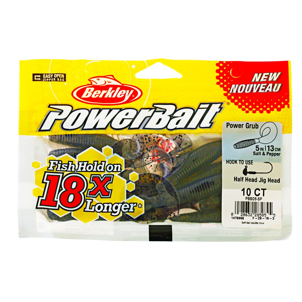 Berkley PowerBait Power Grub Soft Bait 12cm Salt and Pepper