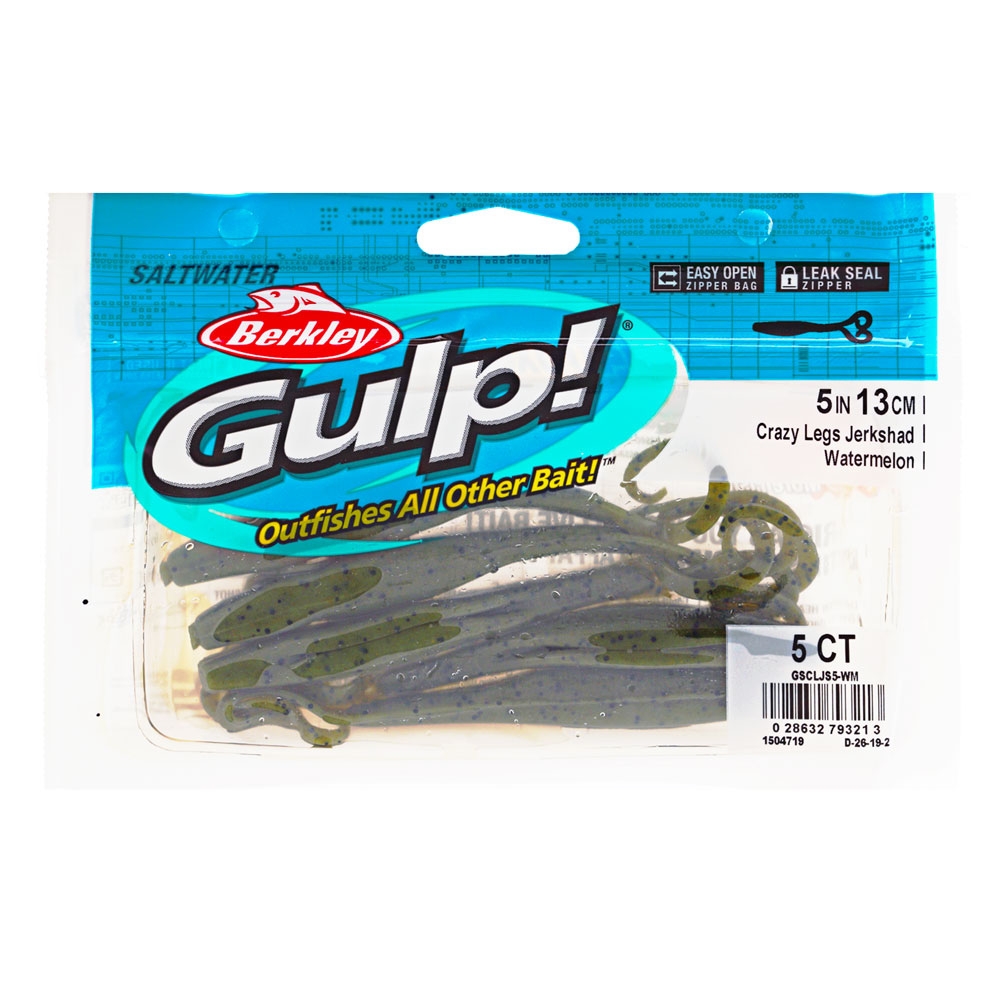 Berkley Gulp Crazy Legs Jerk Shad Soft Bait Pack 5in/13cm Watermelon