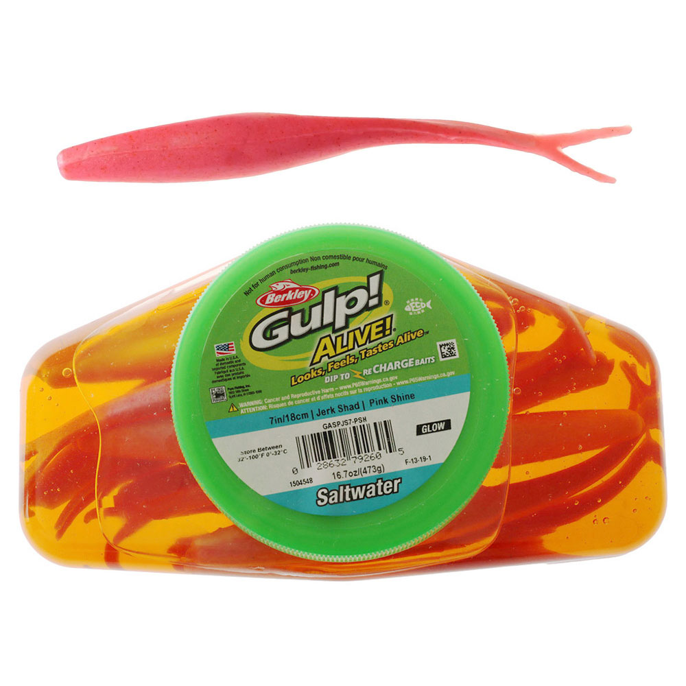 Berkley Gulp Alive Jerk Shad Soft Bait Tub 18cm Pink Shine
