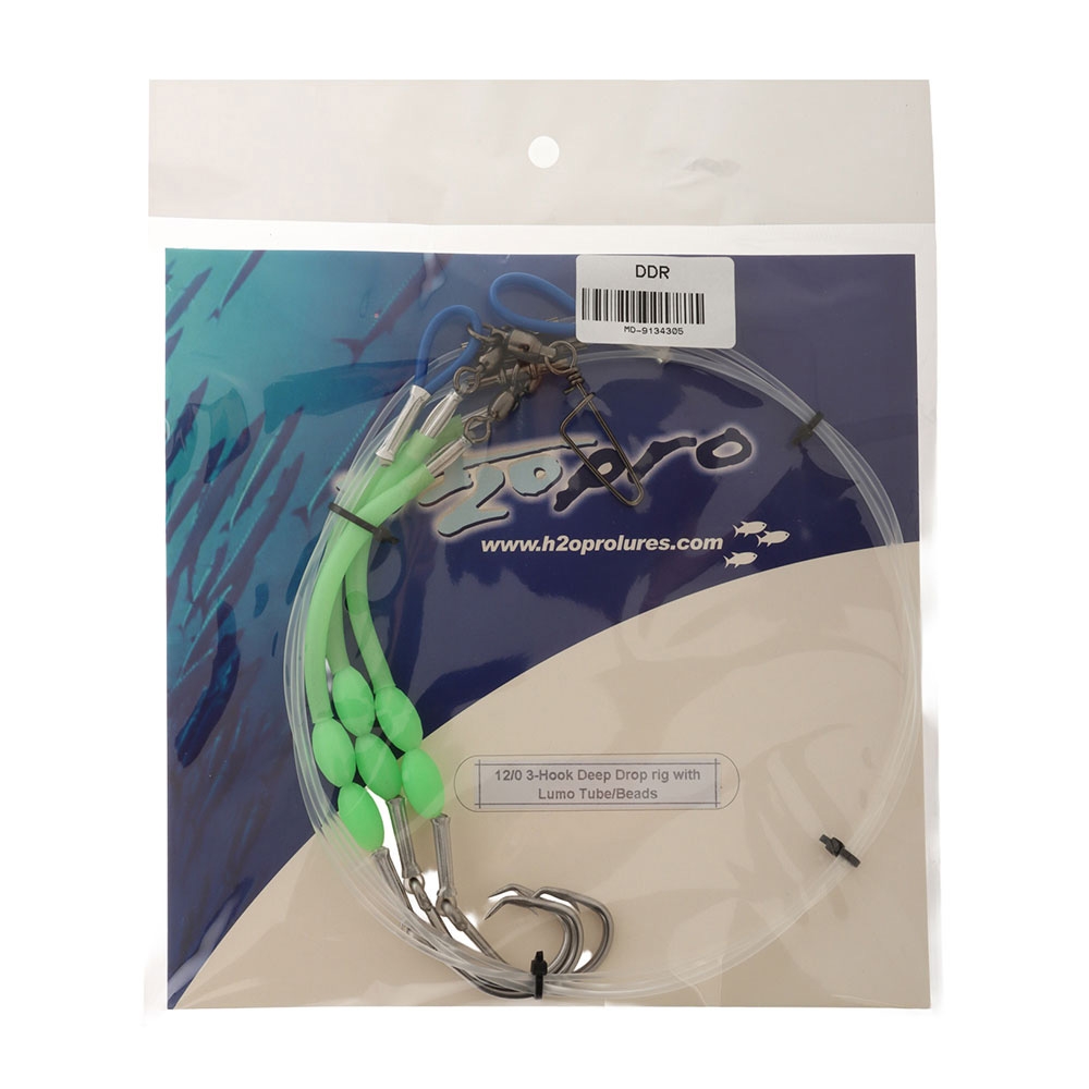 H2O Pro 3-Hook Electric Deep Drop Rig with Lumo Tubes and Beads 12/0