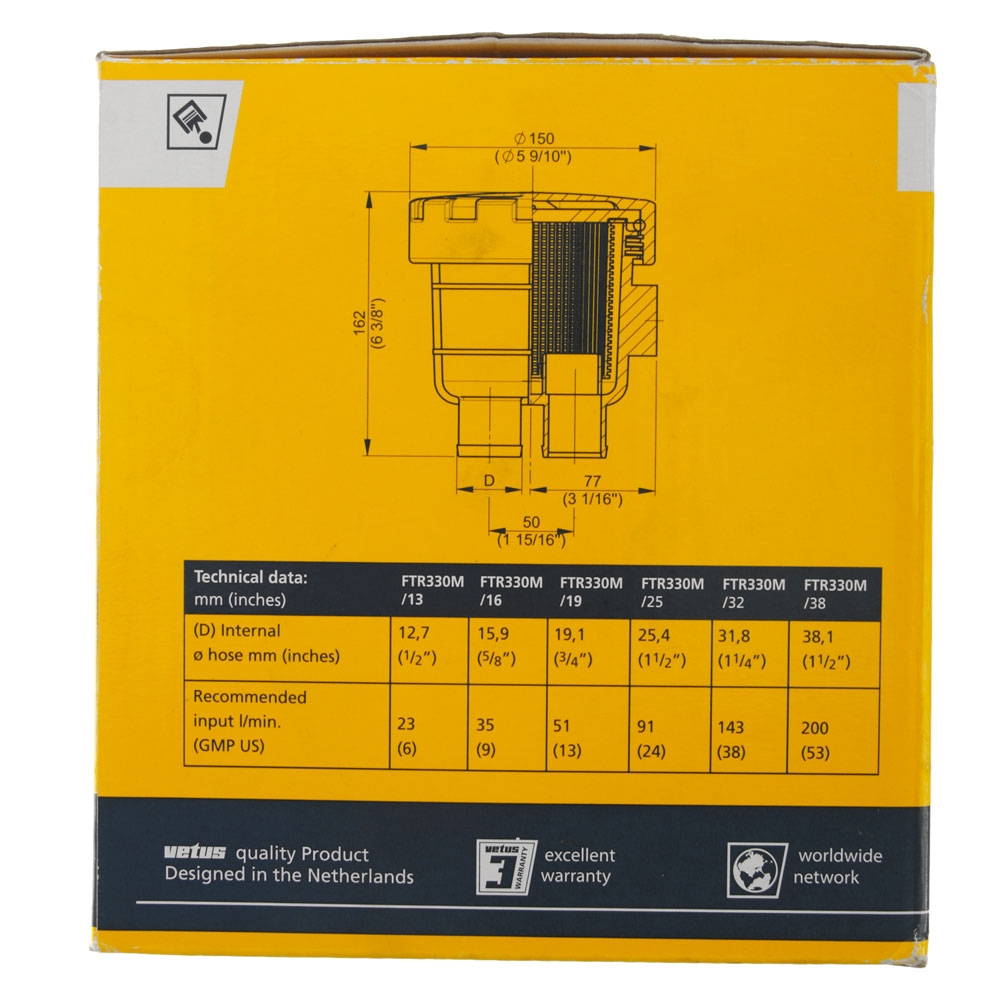 VETUS Heavy Duty Cooling Water Strainer Type 330 for 38mm Hose Connections