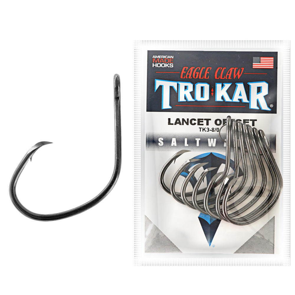 TroKar TK3 Offset Lancet Circle Hooks 6/0 Qty 9