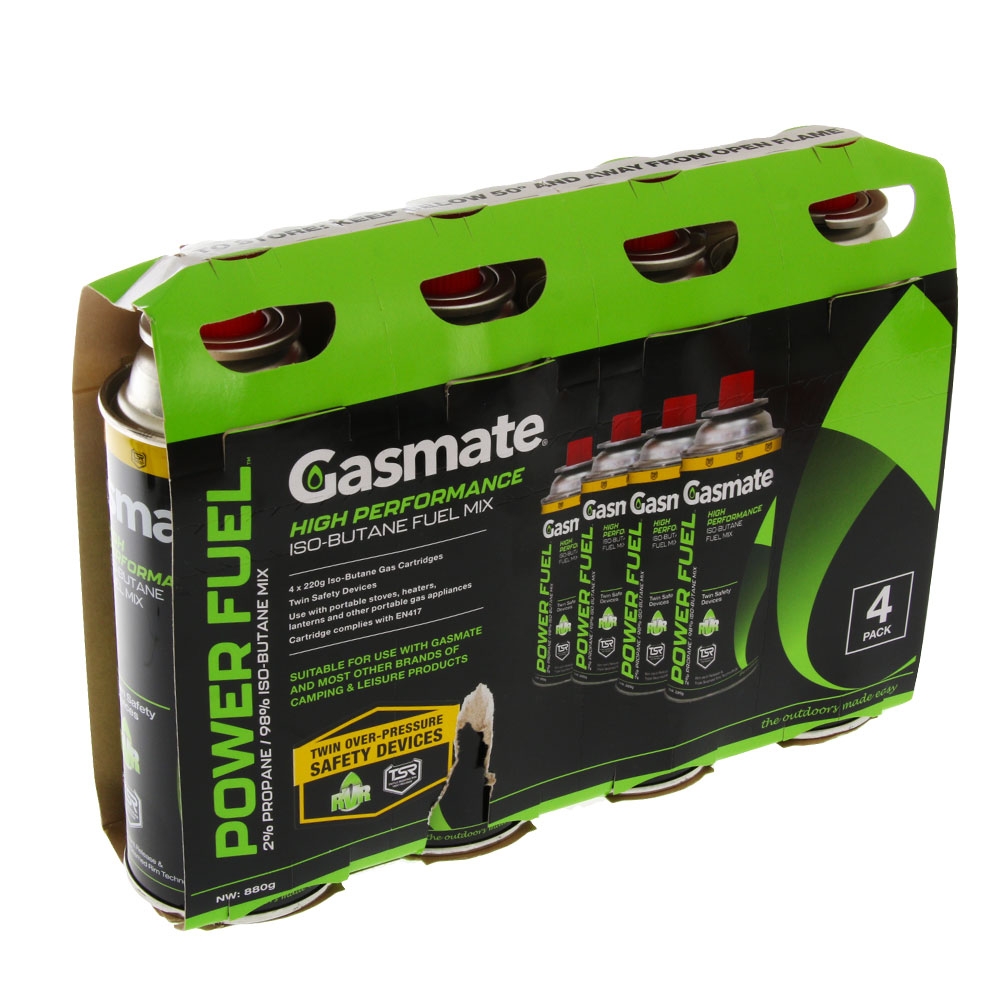 Gasmate Power Fuel Iso-butane Canisters 220g Qty 4