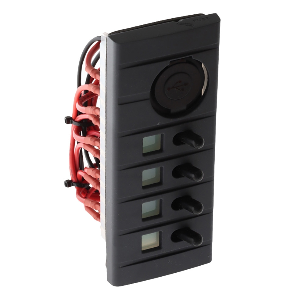 Connex 4 Way Plus Backlit Marine Switch Panel with USB Socket
