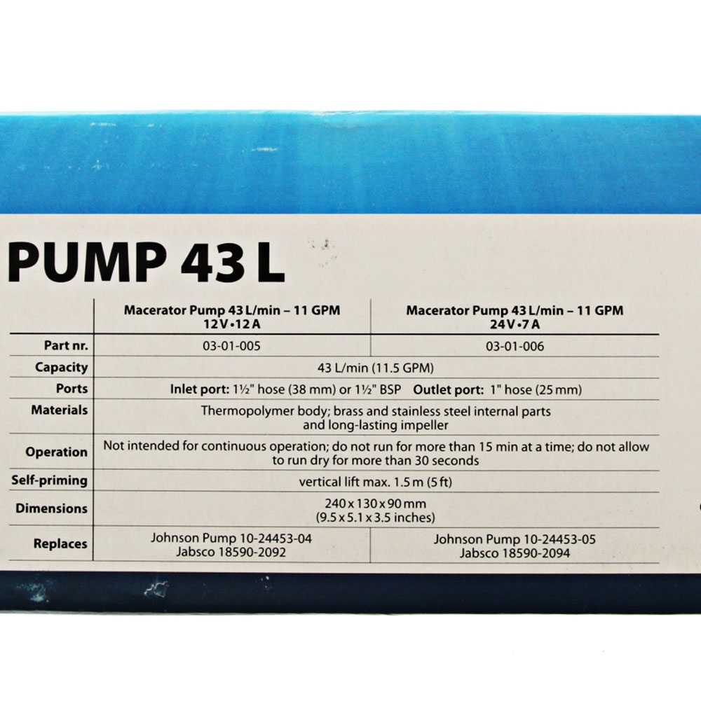 Albin Pump Marine Waste Water Macerator Pump 43L 12V