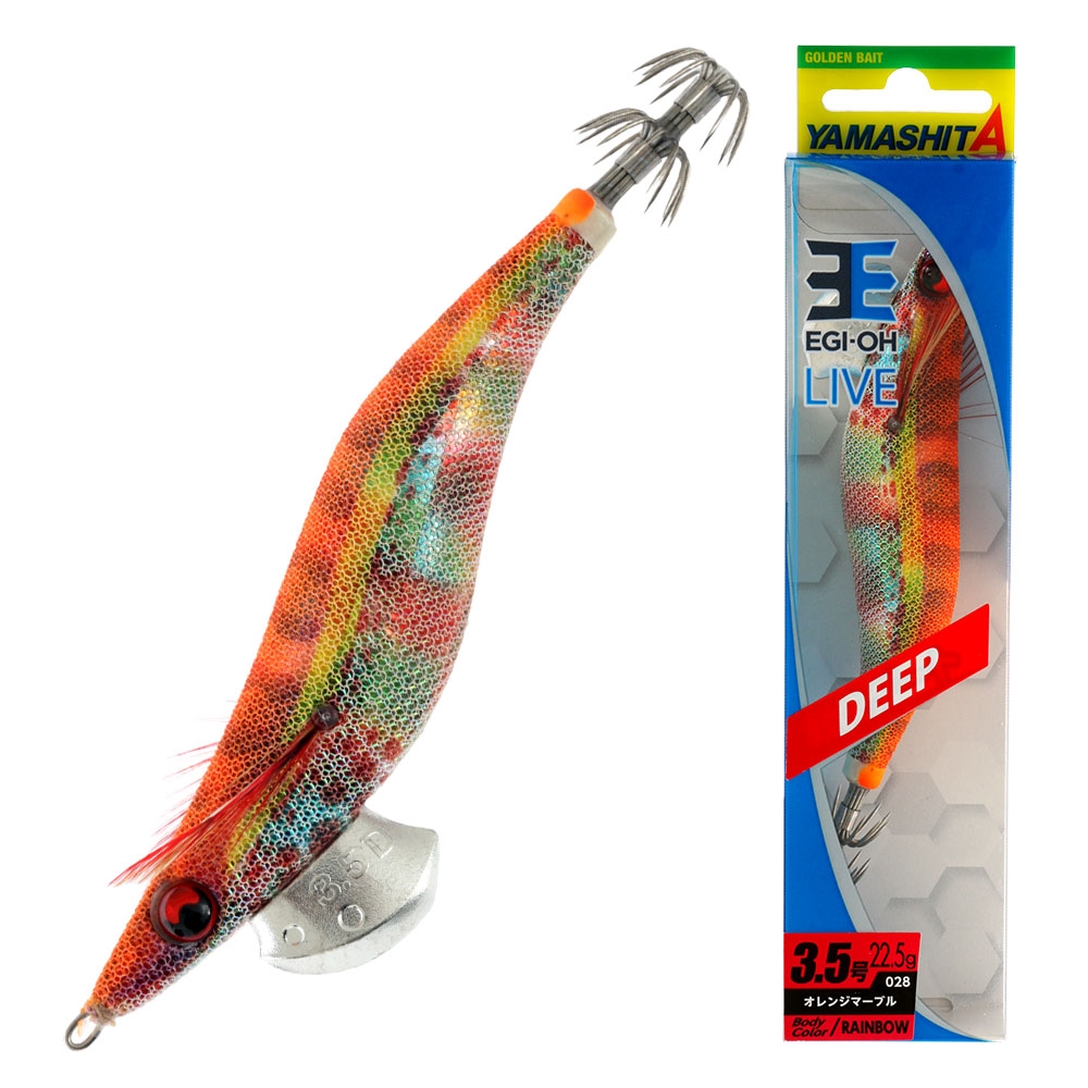 Yamashita EGI OH Deep Live Squid Jig 3.5 22.5g Orange Rainbow
