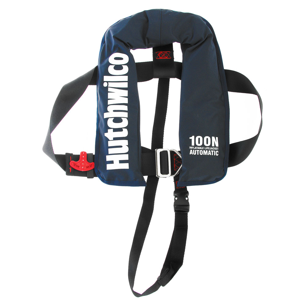 Hutchwilco Challenger 100N Automatic Inflatable Kids Life Jacket with Harness Navy 18-40kg