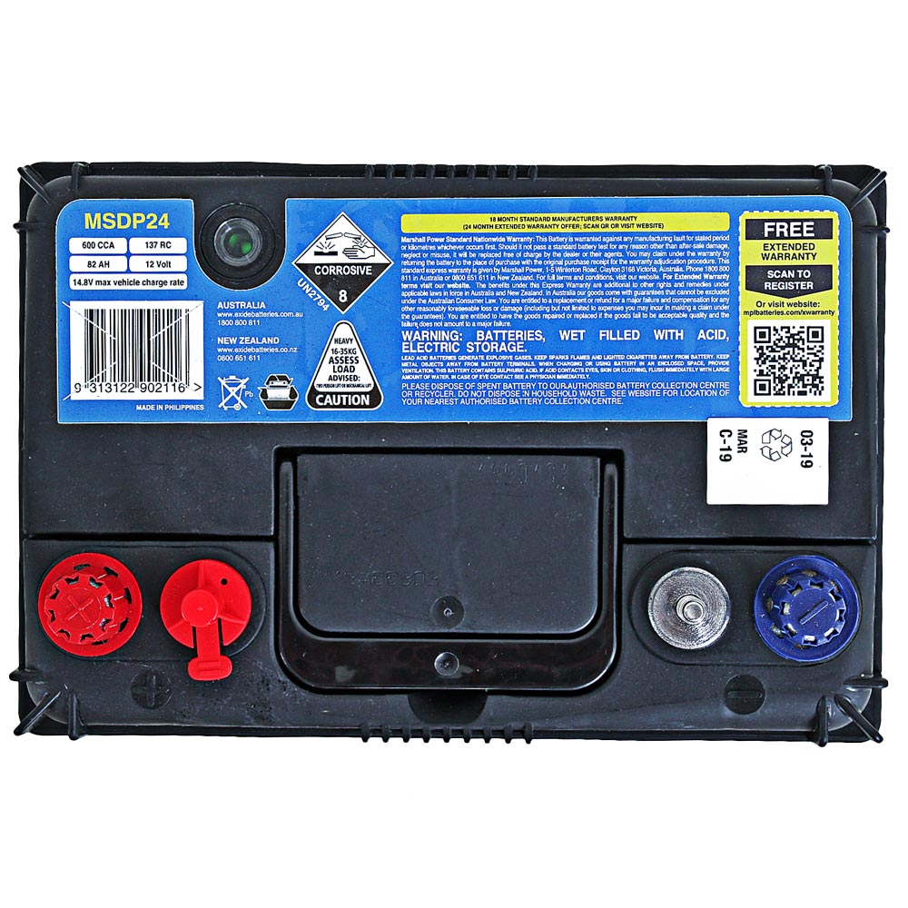 Exide MSDP24 Marine Stowaway Dual Purpose Battery 82Ah