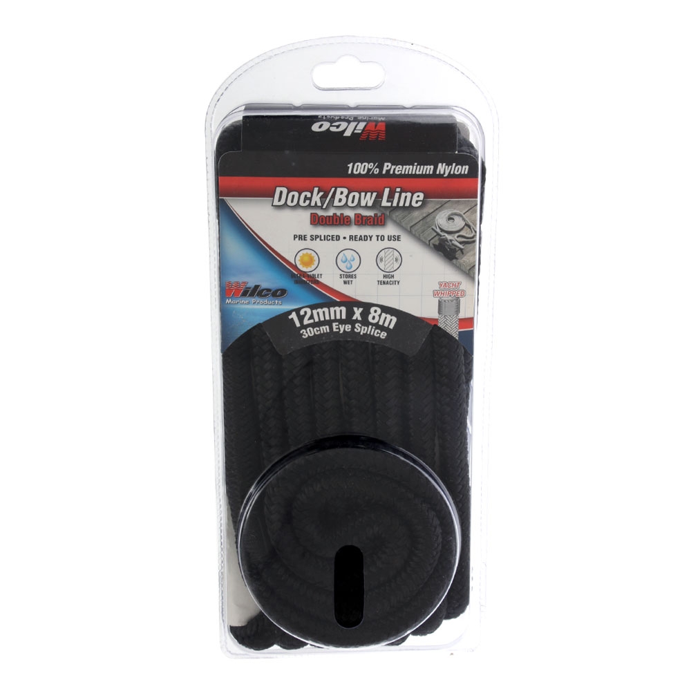 Wilco Dock/Bow Line Black 12mm x 8m