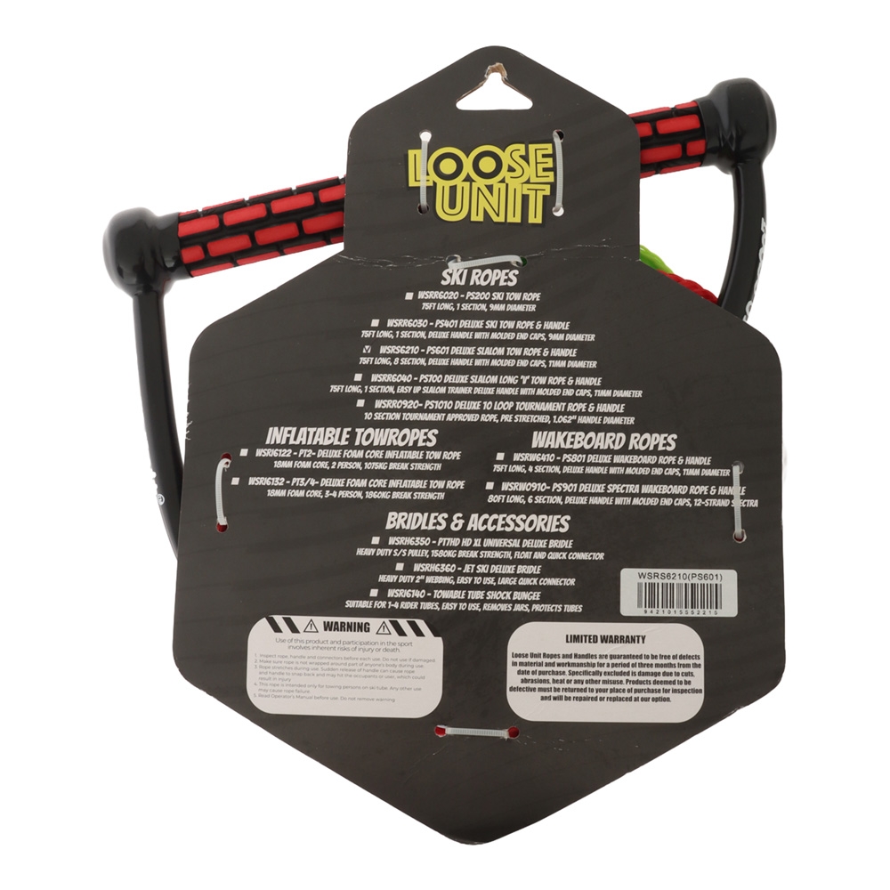 Loose Unit Deluxe 8-Section Adjustable Slalom Rope & Handle 75ft