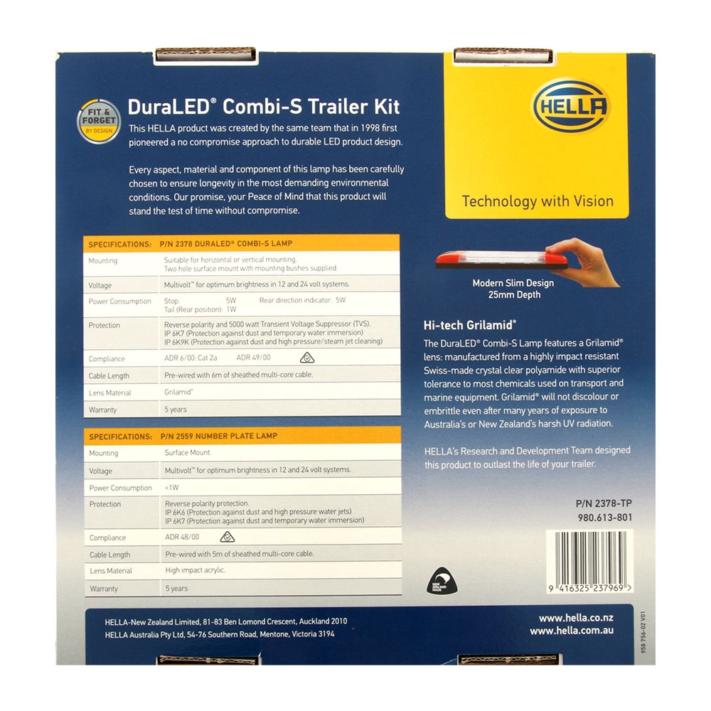 Hella Marine DuraLED Combi-S Submersible Rear Trailer Lamp Kit