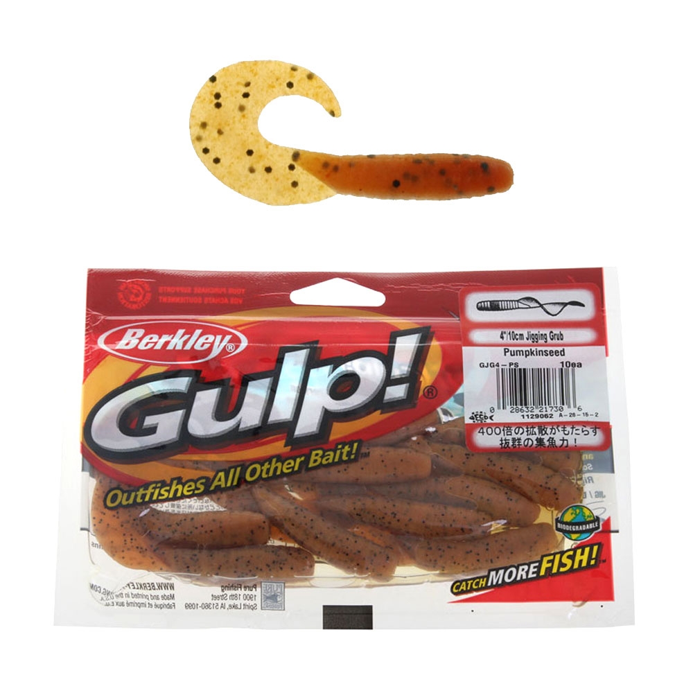 Berkley Gulp 4'' Jigging Grub Soft Bait Pumpkin Seed