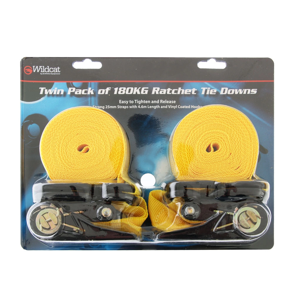 Wildcat Ratchet Tie Down Strap 180kg Qty 2 Wildcat Ratchet Tie Down Strap 180kg Qty 2
