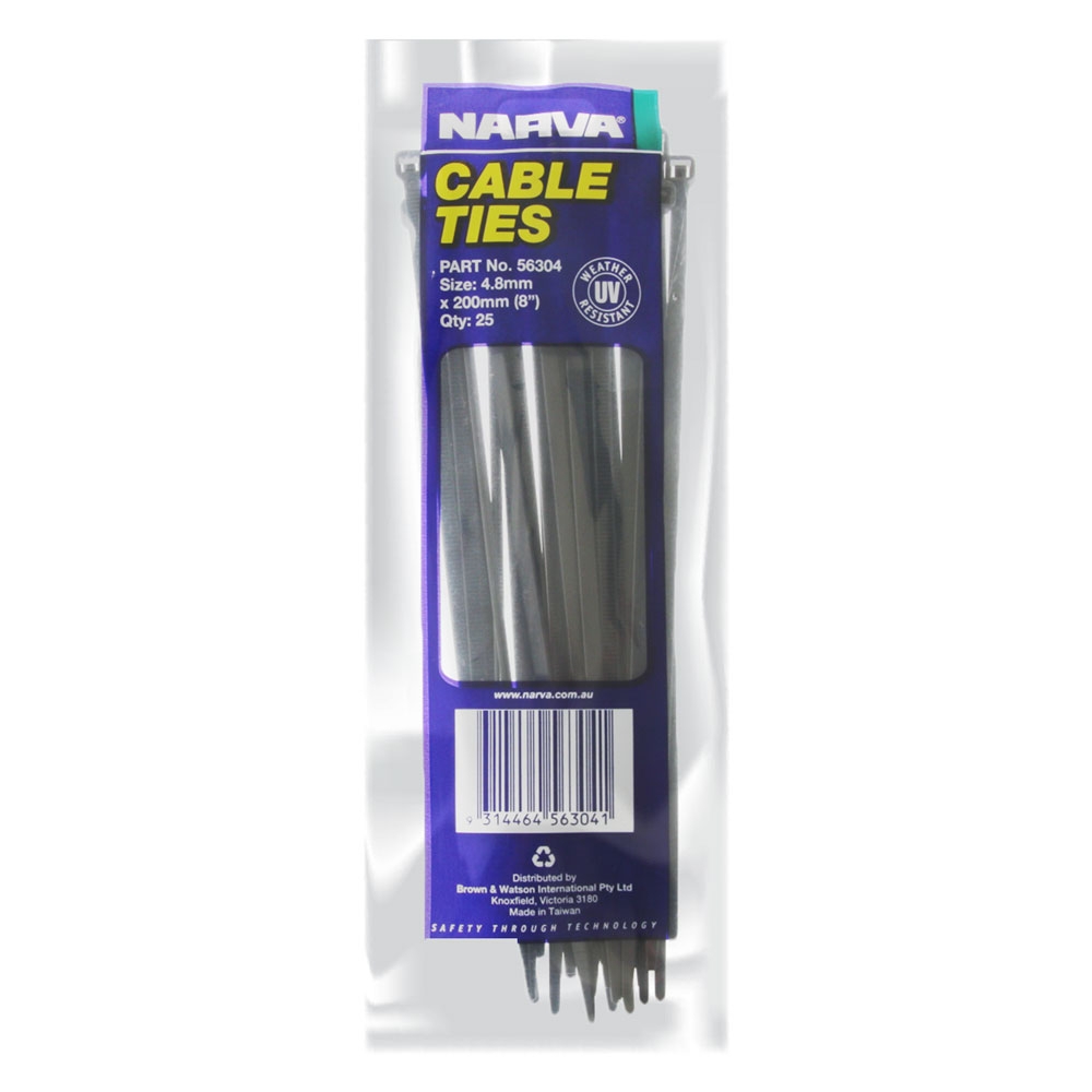 NARVA Cable Tie 4.8 x 200mm Qty 25